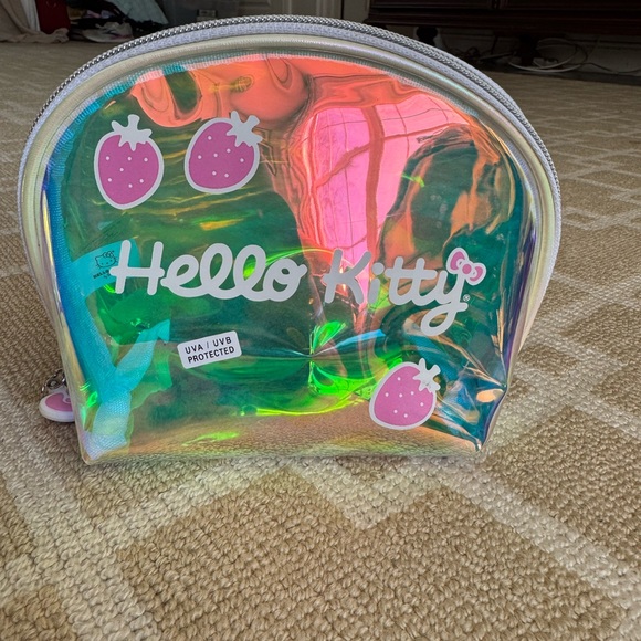Hello Kitty Iridescent Cosmetic Bag Set Holographic Pouch Duo Travel Gift Sanrio - Picture 5 of 10